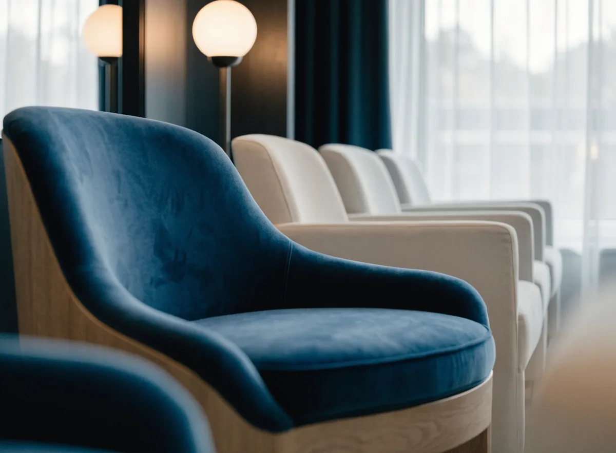 Sala de espera de clínica com poltronas